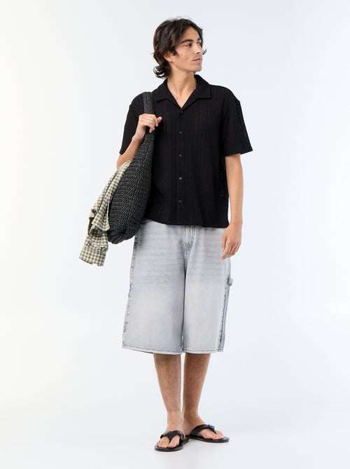 Camicia a maniche corte in maglia traforata - Kiabi