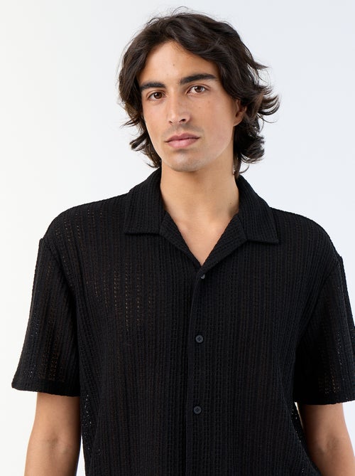 Camicia a maniche corte in maglia traforata - Kiabi