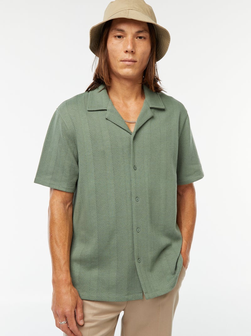 Camicia a maniche corte in maglia traforata Verde - Kiabi