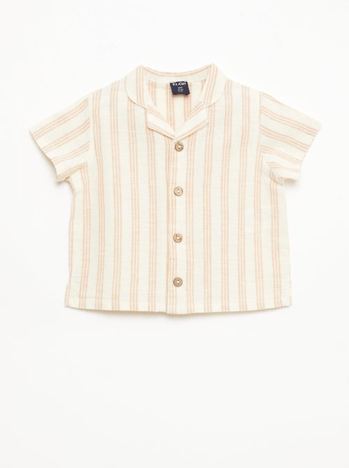 Camicia a maniche corte in misto cotone e lino - Kiabi