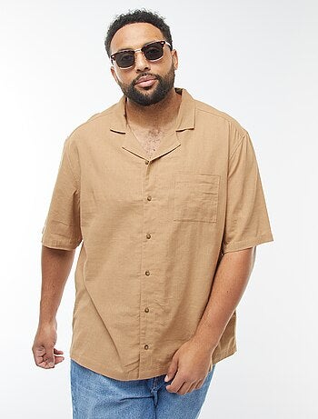 Camicia a maniche corte in misto lino -
