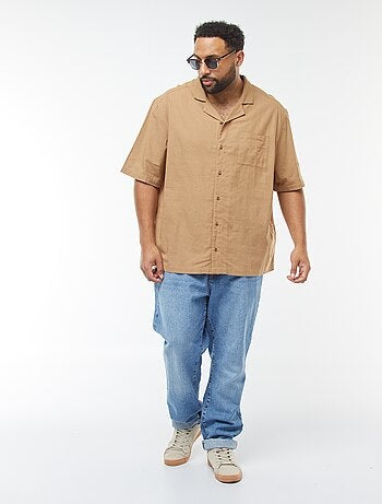 Camicia a maniche corte in misto lino -