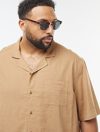 Camicia a maniche corte in misto lino -