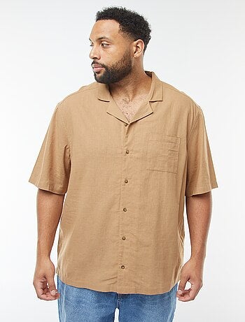 Camicia a maniche corte in misto lino -