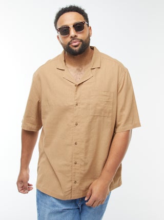 Camicia a maniche corte in misto lino -