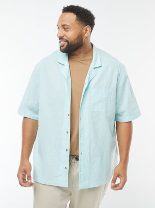 Camicia a maniche corte in misto lino -