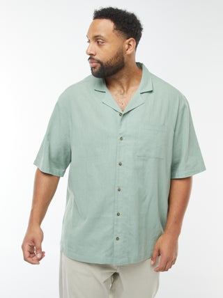 Camicia a maniche corte in misto lino -