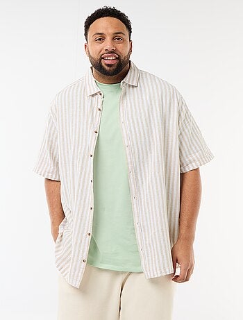 Camicia a maniche corte in misto lino