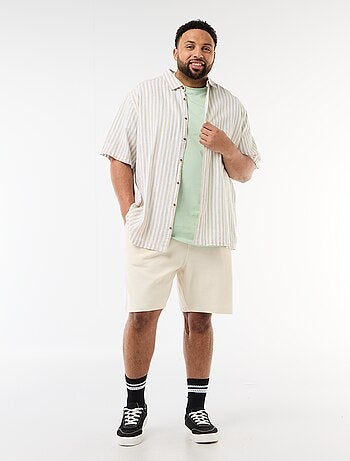 Camicia a maniche corte in misto lino