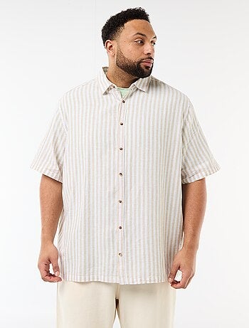 Camicia a maniche corte in misto lino