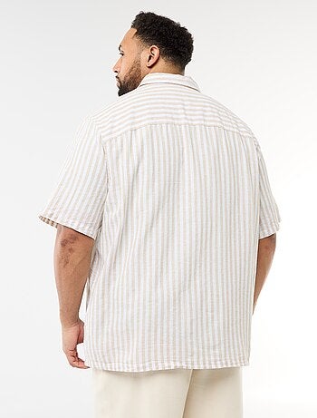 Camicia a maniche corte in misto lino