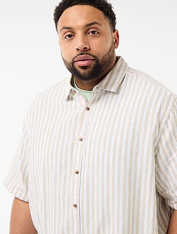 Camicia a maniche corte in misto lino