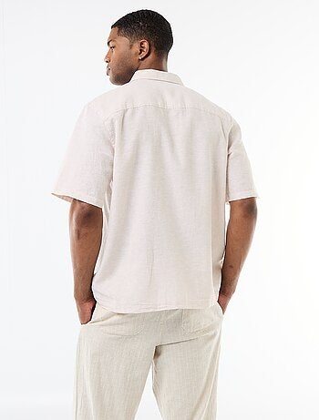 Camicia a maniche corte in misto lino