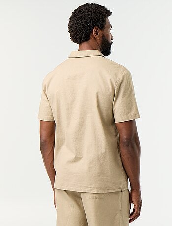 Camicia a maniche corte in misto lino