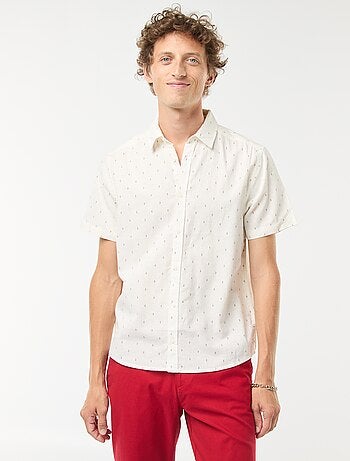 Camicia a maniche corte in misto lino