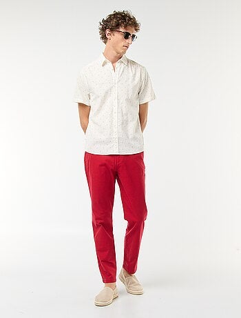 Camicia a maniche corte in misto lino