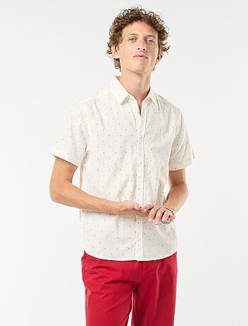 Camicia a maniche corte in misto lino