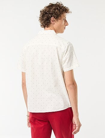 Camicia a maniche corte in misto lino