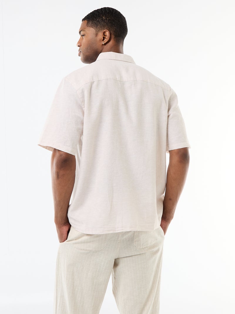 Camicia a maniche corte in misto lino Bianco Ecru - Kiabi
