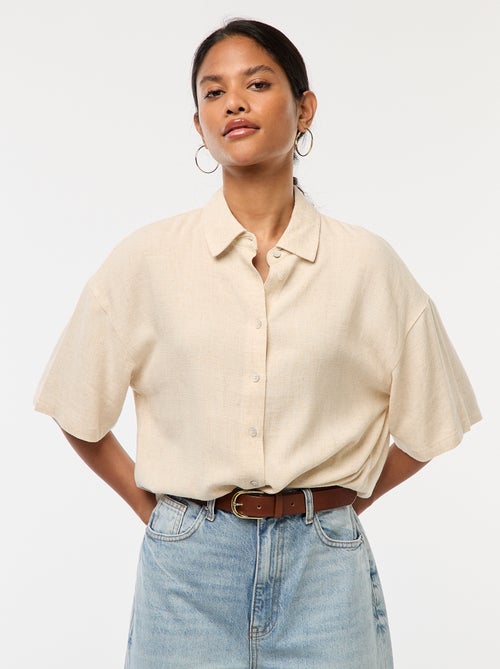 Camicia a maniche corte in misto lino - Kiabi