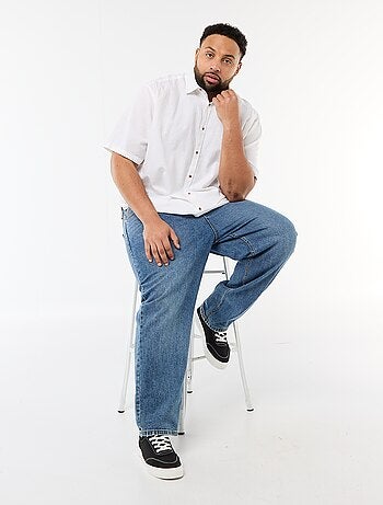 Camicia a maniche corte in misto lino