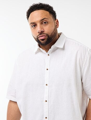 Camicia a maniche corte in misto lino