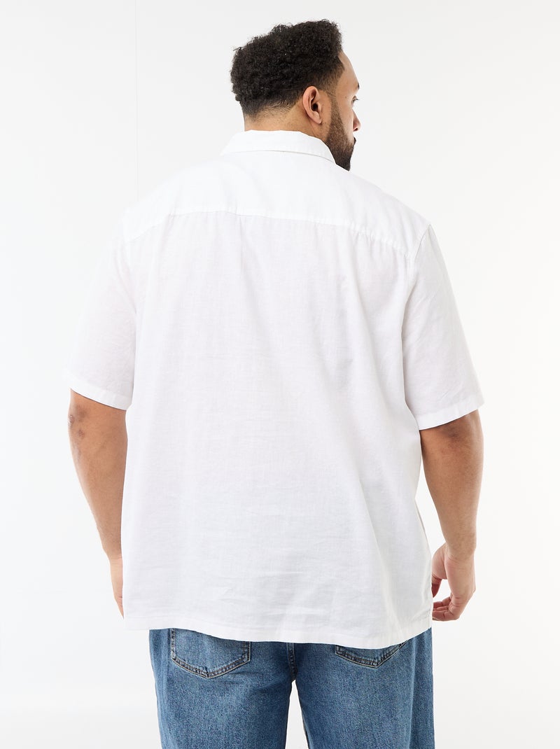 Camicia a maniche corte in misto lino Bianco - Kiabi
