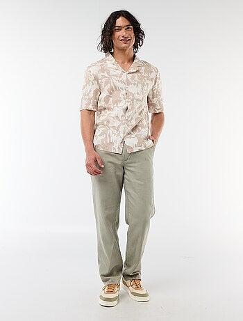 Camicia a maniche corte in misto lino