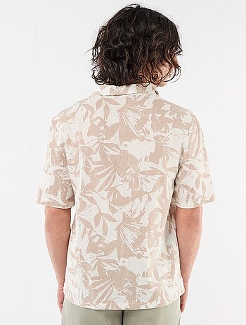 Camicia a maniche corte in misto lino