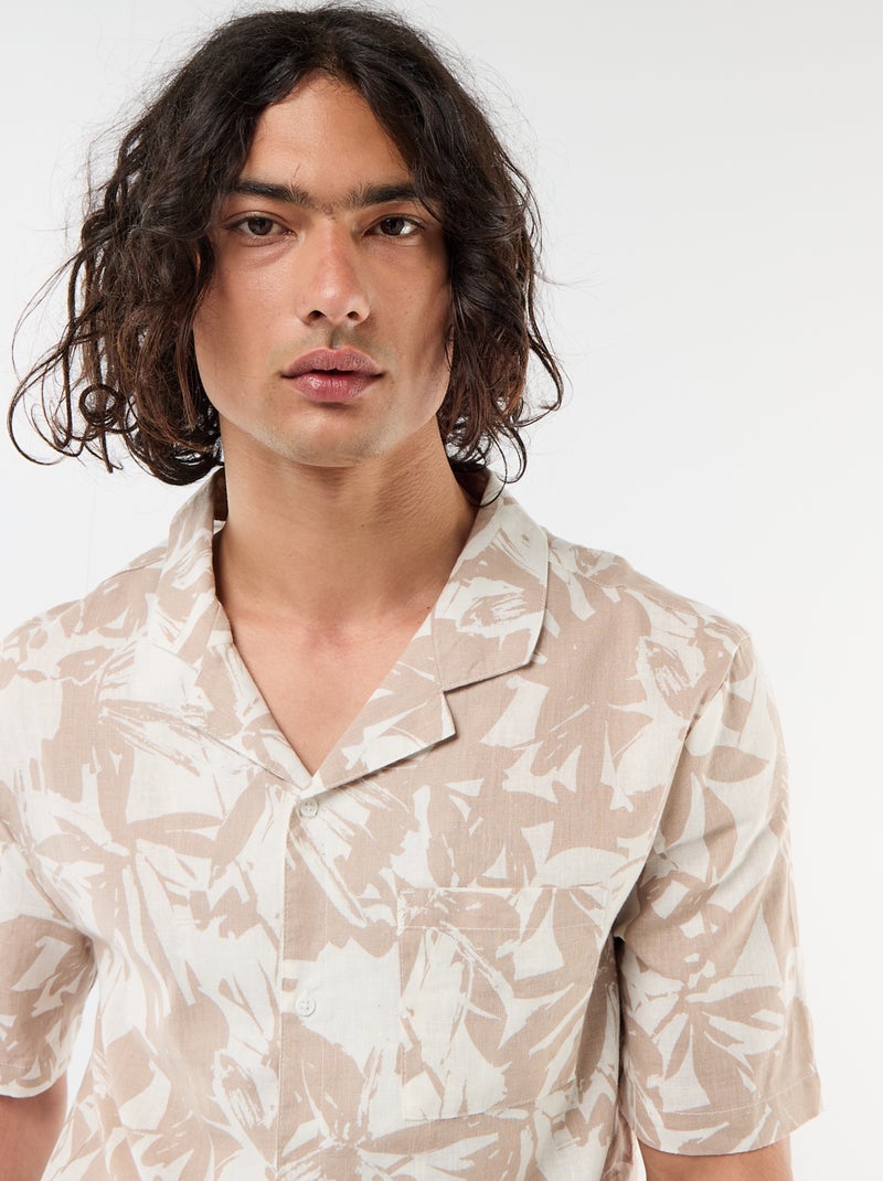Camicia a maniche corte in misto lino Bianco - Kiabi