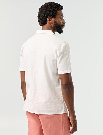 Camicia a maniche corte in misto lino