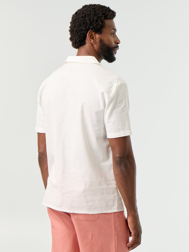 Camicia a maniche corte in misto lino Bianco - Kiabi