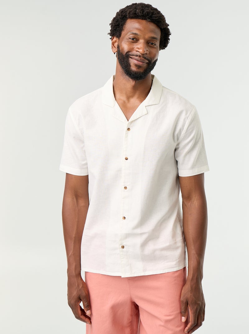 Camicia a maniche corte in misto lino Bianco - Kiabi