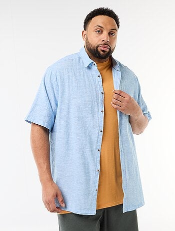Camicia a maniche corte in misto lino