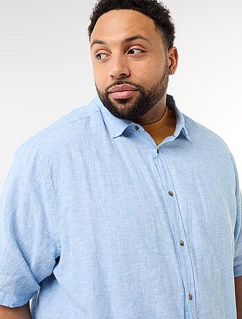 Camicia a maniche corte in misto lino