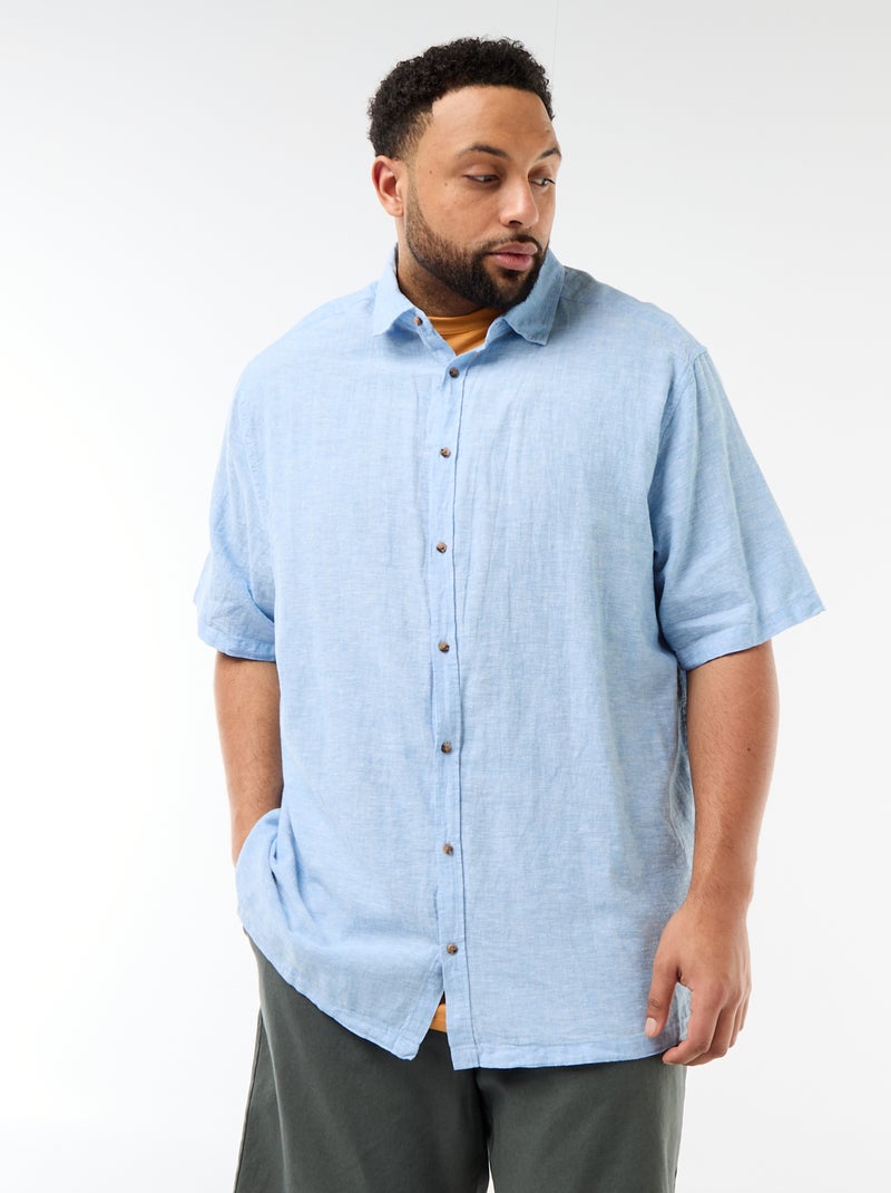 Camicia a maniche corte in misto lino Blu - Kiabi