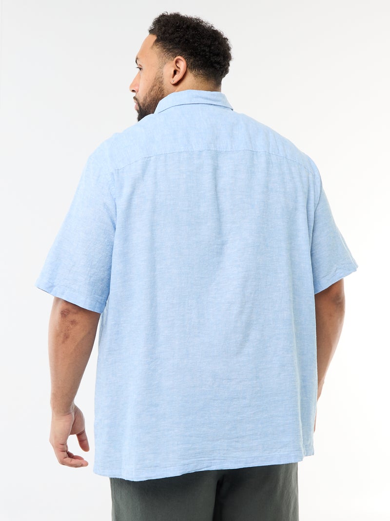Camicia a maniche corte in misto lino Blu - Kiabi