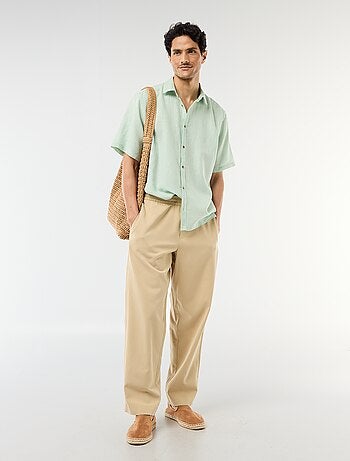 Camicia a maniche corte in misto lino