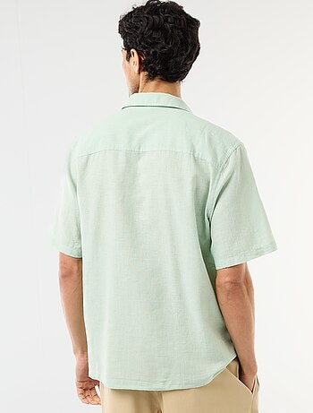 Camicia a maniche corte in misto lino
