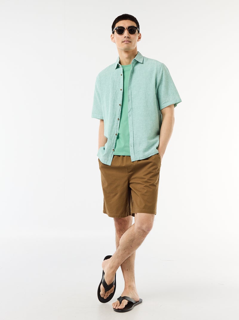 Camicia a maniche corte in misto lino Blu - Kiabi