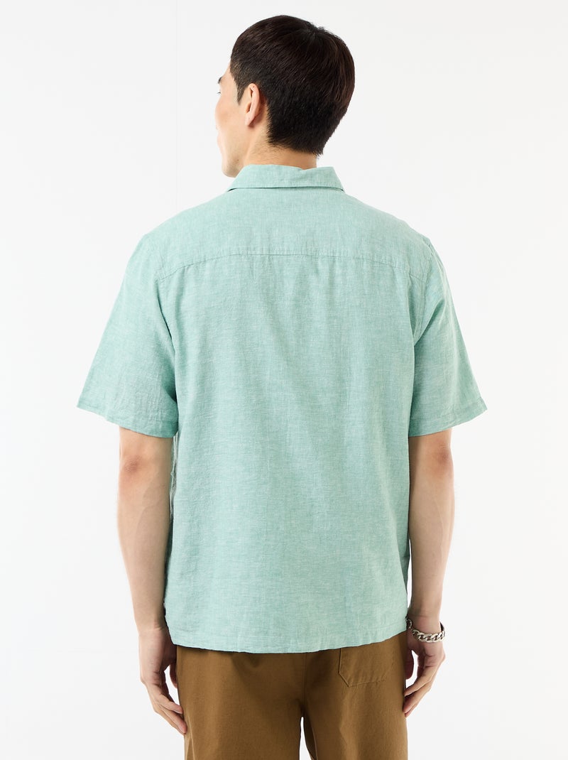 Camicia a maniche corte in misto lino Blu - Kiabi