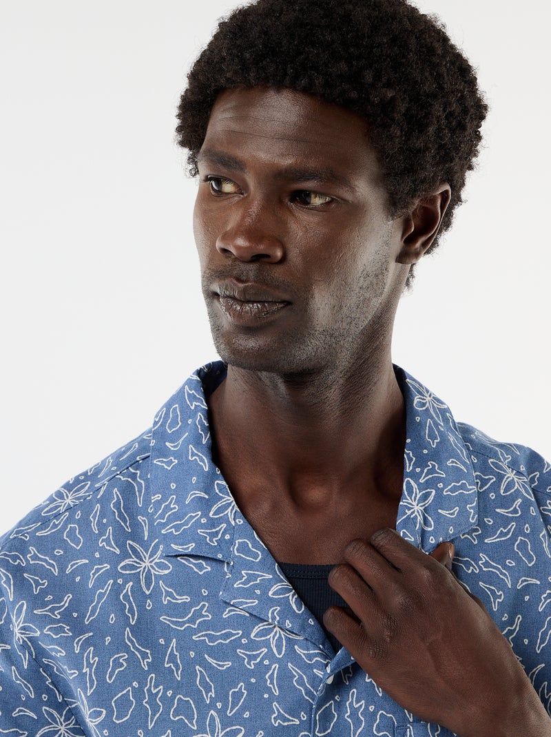 Camicia a maniche corte in misto lino Blu - Kiabi