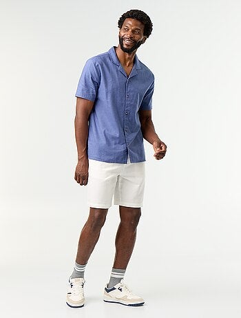 Camicia a maniche corte in misto lino