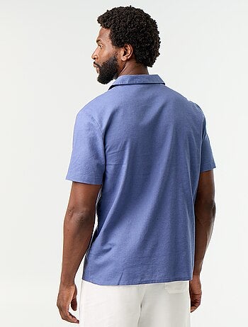 Camicia a maniche corte in misto lino