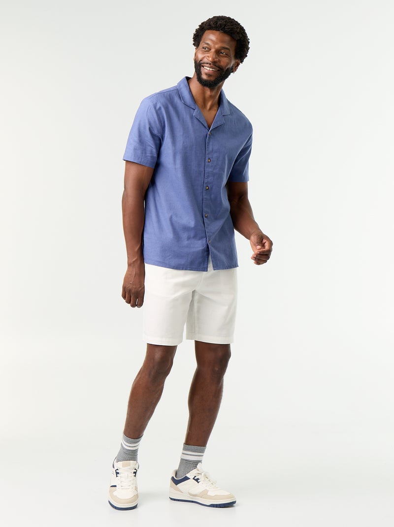 Camicia a maniche corte in misto lino Blu - Kiabi