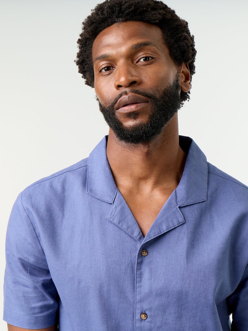 Camicia a maniche corte in misto lino Blu - Kiabi