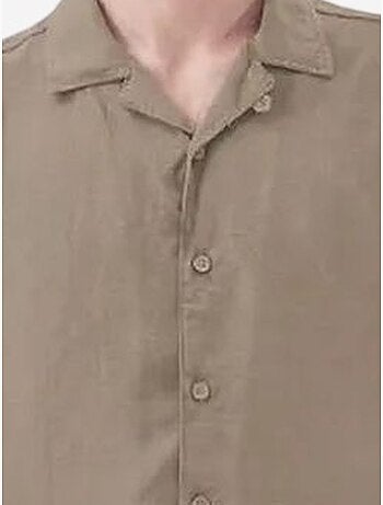 Camicia a maniche corte in misto lino con chiusura a bottoni giesto
