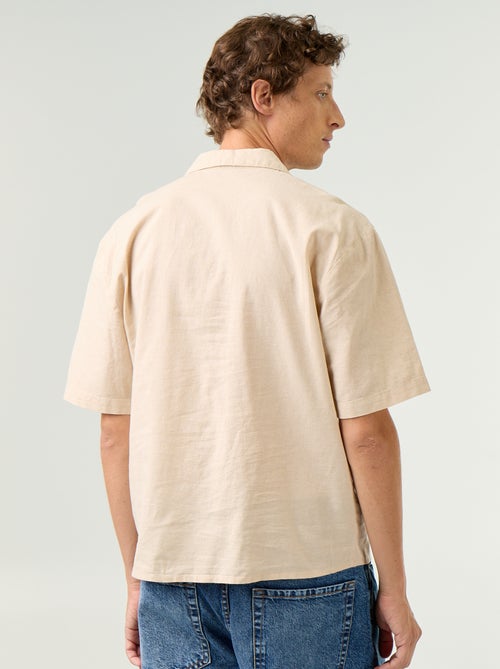 Camicia a maniche corte in misto lino con taschino sul petto - Kiabi