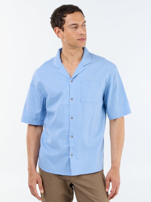Camicia a maniche corte in misto lino con taschino sul petto - Kiabi