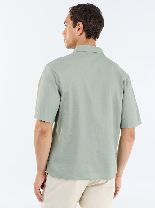 Camicia a maniche corte in misto lino con taschino sul petto - Kiabi